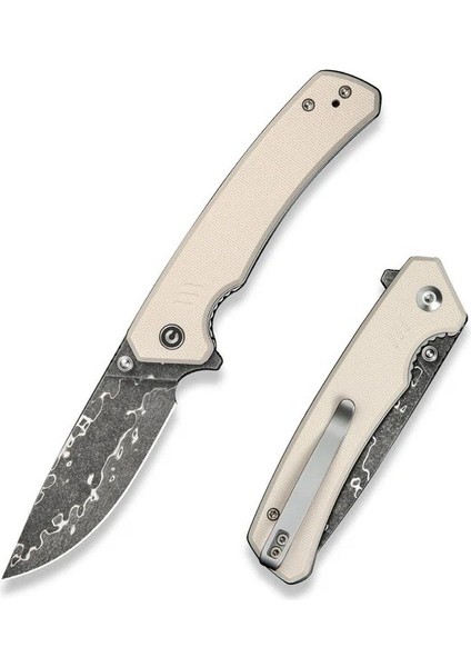 Merit Flipper & Thumb Stud Knife Ivory G10 Handle Damascus Çakı fiyatları