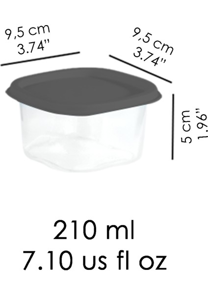 6 Adet Kare Erzak Gıda Saklama Kabı - Mikrodalga Derin Dondurucu Saklama Kabı 210ML Antrasit fırsatları