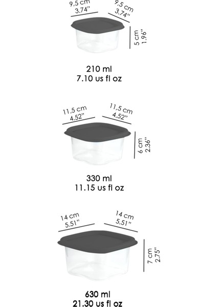 17'li Kare Erzak Gıda Saklama Kabı Seti - Mikrodalga Derin Dondurucuya Uygun Saklama Kabı Antrasit indirimleri