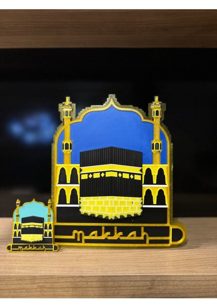 Kâbe ve Mekke 3D Dekor | Islami Temalı Masa ve Duvar Süsü Plastik 25 cm
