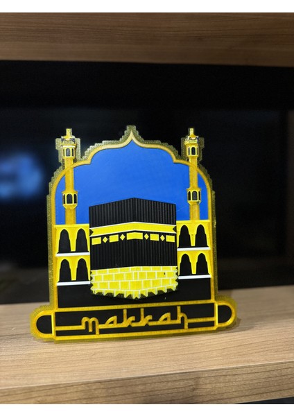 Kâbe ve Mekke 3D Dekor | Islami Temalı Masa ve Duvar Süsü Plastik 25 cm