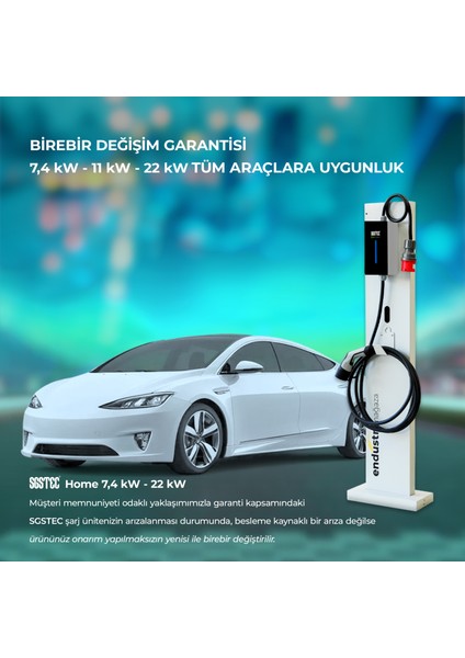 Home 22kW 8Metre Kablolu Elektrikli Araç Şarj Cihazı fırsatları