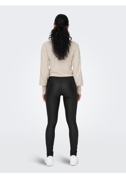 Kadın Skinny Fit Yüksek Bel Deri Tayt Pantolon - 15302624