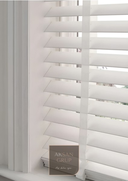 %100 Gerçek Ahşap Jaluzi Perde Kurdeleli Beyaz Renk 50 mm fiyatları
