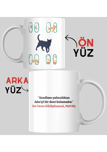 Gece Yarısı Kütüphanesi Kutupkitap Özel Temalı Kupa Bardak Kahve Not Gece Yarısı Kütüphanesi Kitap Hediye Seti