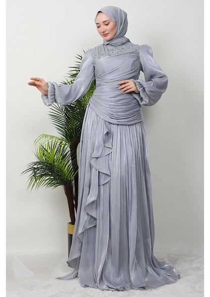 Tülin Tesettür Abiye Gri fiyatları