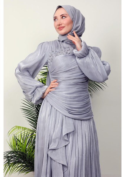 Tülin Tesettür Abiye Gri indirimleri