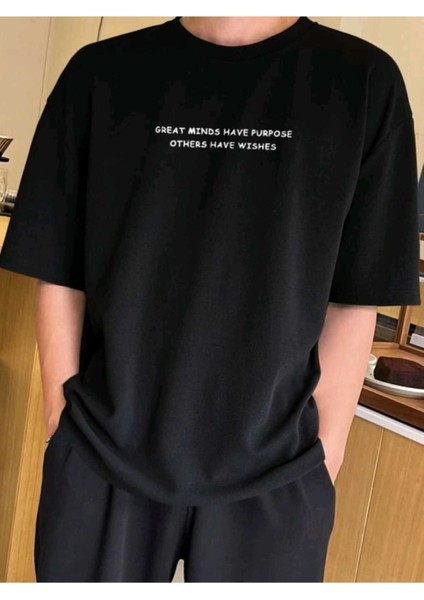 Erkek Great Mınds Have Purpose Basklı T-Shirt Yeni Sezon Oversize Salaş (1004)
