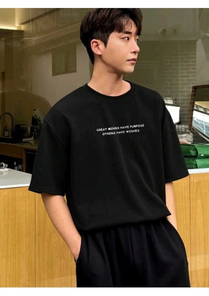 Erkek Great Mınds Have Purpose Basklı T-Shirt Yeni Sezon Oversize Salaş (1004) modelleri