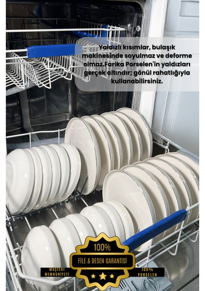 Zühre 24 Parça 6 Kişilik Altın Yaldız Porselen Yemek Takımı indirimleri