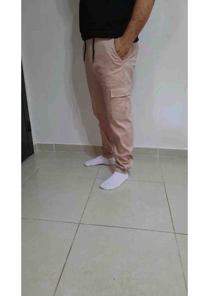Erkek Beli ve Paçası Lastikli Kargo Pantolon