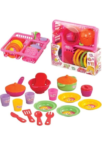 Candy & Ken Bulaşıklık Set - Mutfak Setleri - Ev Oyuncak Seti - Evcilik Mutfak Temizlik Oyunu 21 Prç modelleri