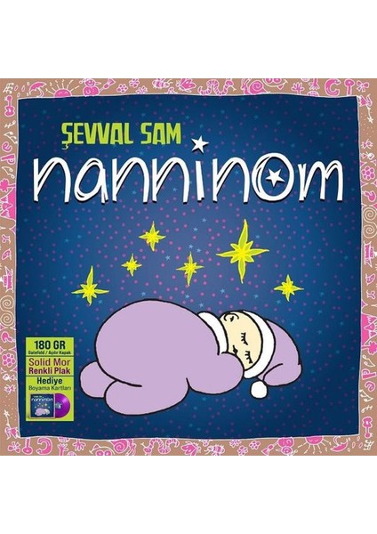 Şevval Sam Nanninom Plak (Solid Mor Renk Plak) Hediye Boyama Kartları