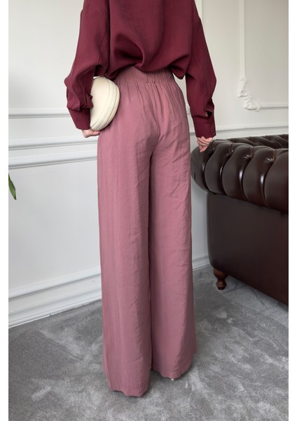 Beli Lastikli Bol Pantolon- Vişne fırsatları