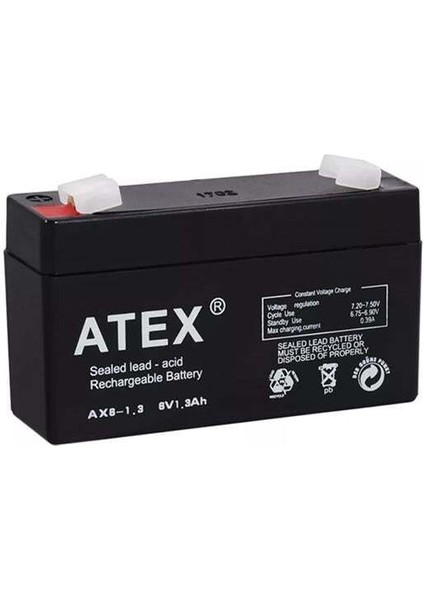 Ax6-1.3 6 Volt - 1.3 Amper Akü (98 x 25 x 52 Mm)