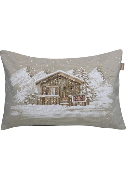 Belıeve Wınter Landscape Jakarlı Dokuma Goblen Dekoratif Kırlent 35 x 55
