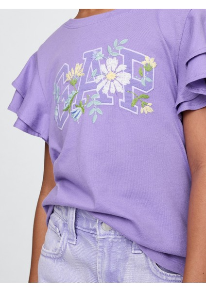 Kız Çocuk Mor Gap Logo Ruffle Grafik T-Shirt fiyatları