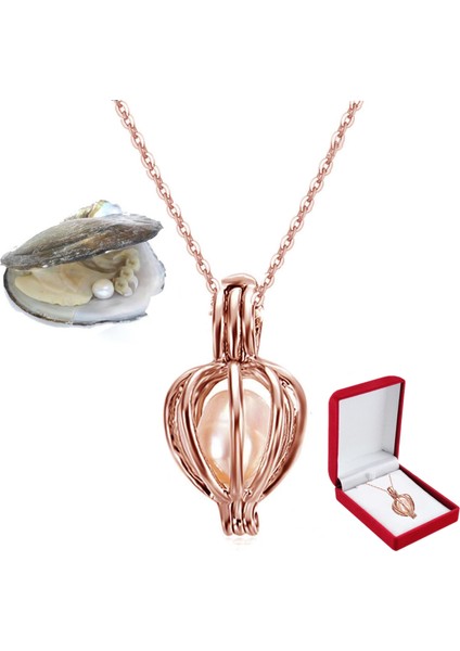 Istiridye Içi Gerçek Inci Kolye Kadife Istiridye Kutulu