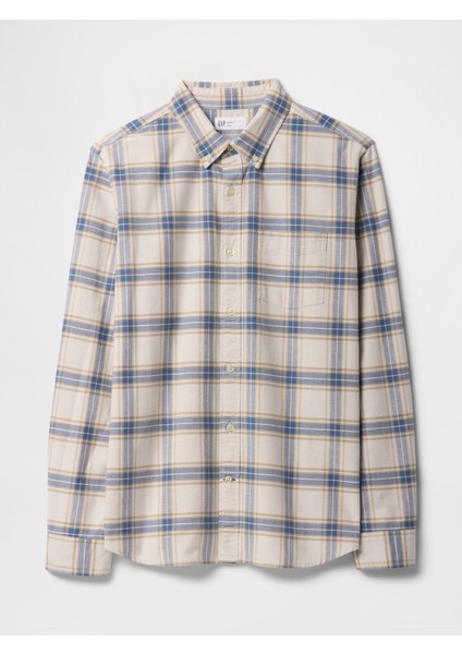 Erkek Gri Desenli Standard Fit Oxford Gömlek