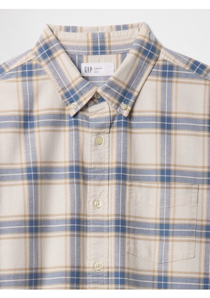 Erkek Gri Desenli Standard Fit Oxford Gömlek