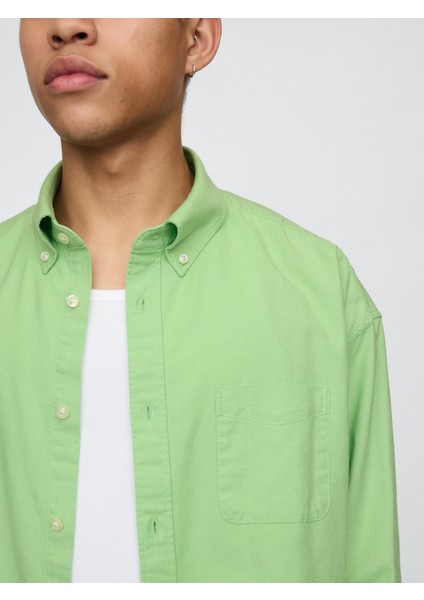 Erkek Yeşil Desenli Oxford Big Gömlek modelleri