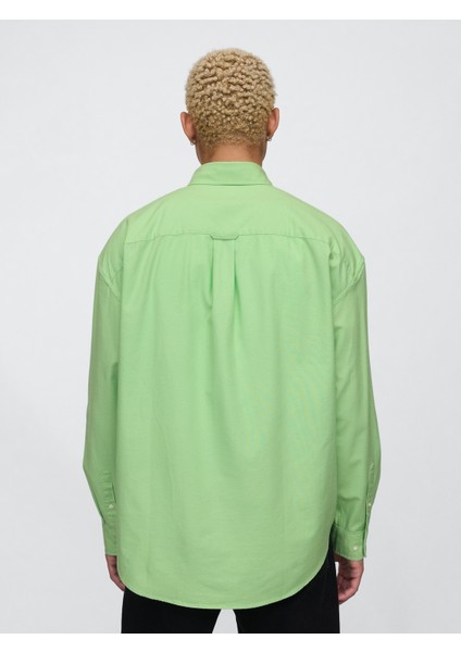 Erkek Yeşil Desenli Oxford Big Gömlek fırsatları