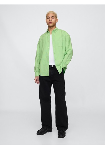 Erkek Yeşil Desenli Oxford Big Gömlek indirimleri