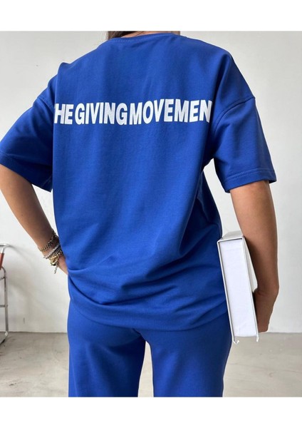 Movement T-Shirt Eşofman Altı Jogger- Baskılı Alt Üst Eşofman Takım Oversize Bisiklet Yaka
