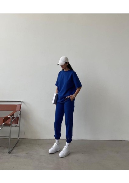 Movement T-Shirt Eşofman Altı Jogger- Baskılı Alt Üst Eşofman Takım Oversize Bisiklet Yaka