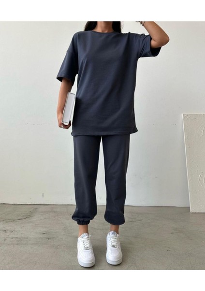 Movement T-Shirt Eşofman Altı Jogger- Baskılı Alt Üst Eşofman Takım Oversize Bisiklet Yaka fiyatları
