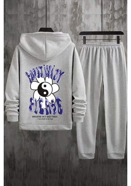 Uygun Tarz Unisex Positivity Baskılı Eşofman Takımı