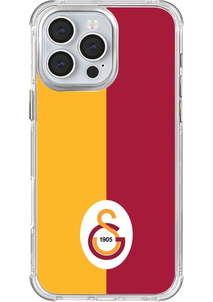 Apple iPhone 16 Pro Max Galatasaray Parçalı Logo Şeffaf Telefon Kılıfı