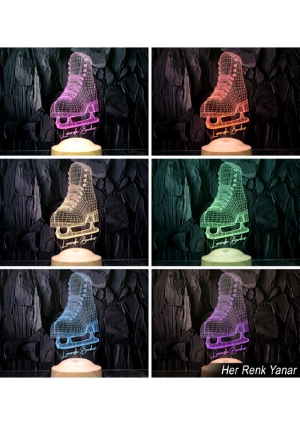 Buz Pateni 3D LED Lamba – Artistik Buz Pateni Sporcusuna Özel Hediye, Buz Pateni Sporcu ve Antrenör Hediyesi fiyatları