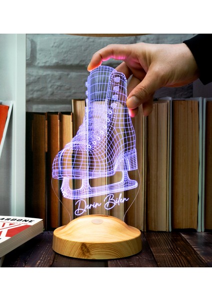Buz Pateni 3D LED Lamba – Artistik Buz Pateni Sporcusuna Özel Hediye, Buz Pateni Sporcu ve Antrenör Hediyesi modelleri