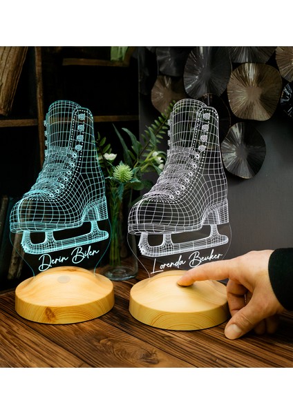 Buz Pateni 3D LED Lamba – Artistik Buz Pateni Sporcusuna Özel Hediye, Buz Pateni Sporcu ve Antrenör Hediyesi indirimleri