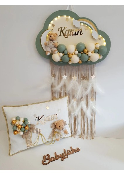 Babylüks Bubble Ledli Bulut Bebek Kapı Süsü ve Yastık