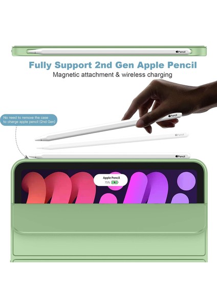 Apple iPad Mini 6 (2021) Kalemlikli Uyku Modlu Yatay Standlı Stromix Smart Kılıf A2567 A2568