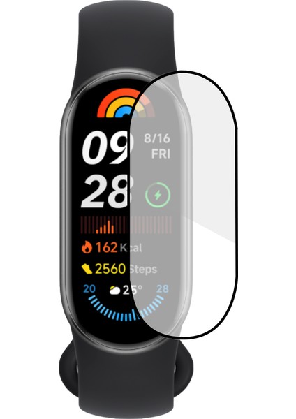 Xiaomi Smart Band 9 Için Tam Kaplayan Kavisli Ekran Koruyucu 3D Pet Film - Siyah AL3385