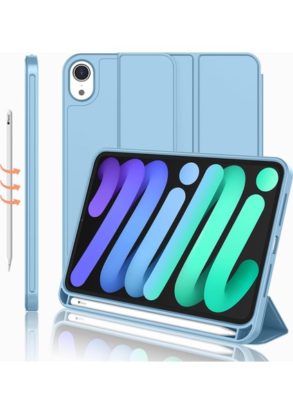Apple iPad Mini 6 (2021) Kalemlikli Uyku Modlu Yatay Standlı Stromix Smart Kılıf A2567 A2568