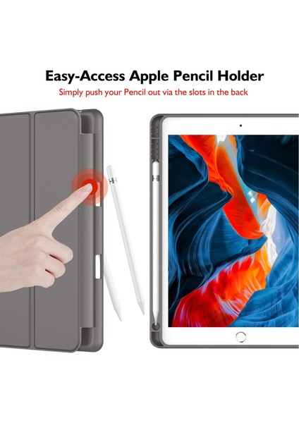 Apple iPad 5. Nesil 9.7 Inc (2017) Kalemlikli Uyku Modlu Yatay Standlı Stromix Smart Kılıf A1822
