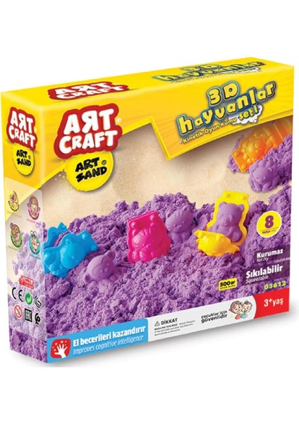3D Hayvanlar Kum Seti - Kinetik Kum Set - Şekilli Oyun Kumu - Eğitici Eğlenceli Kum Oyunu (500GR)