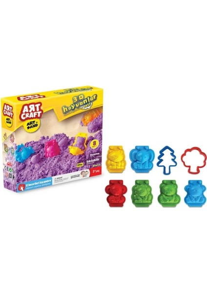 3D Hayvanlar Kum Seti - Kinetik Kum Set - Şekilli Oyun Kumu - Eğitici Eğlenceli Kum Oyunu (500GR)