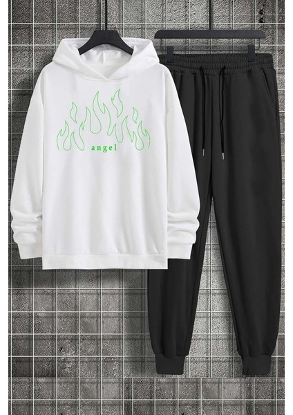 Uygun Tarz Unisex Green Angel Baskılı Eşofman Takımı