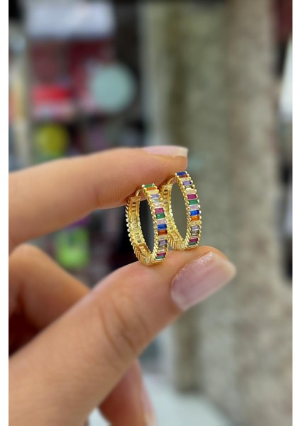 Gümüş Renkli Baget Taşlı 15 mm Küpe HR1512Z3