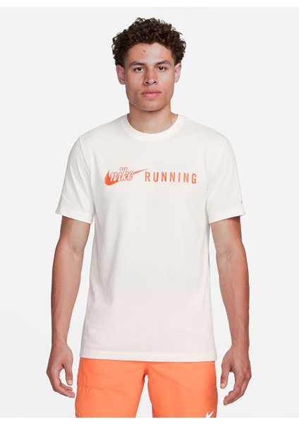 Kırık Beyaz Erkek Bisiklet Yaka T-Shirt FQ3920-133-M Nk Df Tee Run Energy Beden: L
