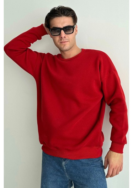 Erkek Bisiklet Yaka Oversize Sweatshirt