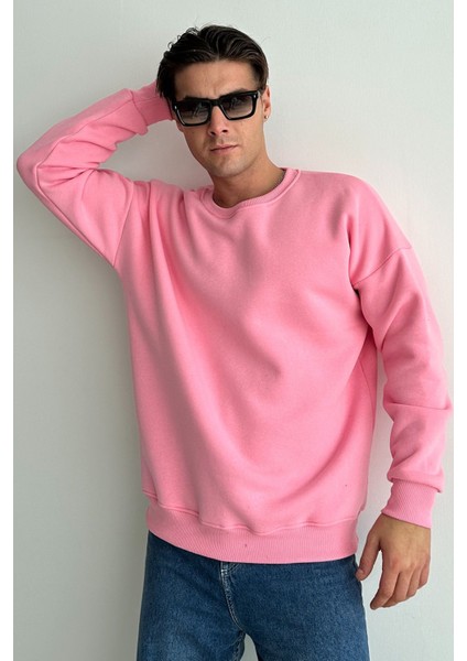 Erkek Bisiklet Yaka Oversize Sweatshirt