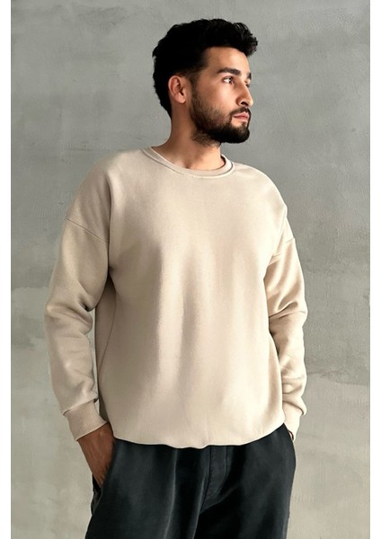 Erkek Bisiklet Yaka Oversize Sweatshirt