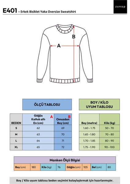 Erkek Bisiklet Yaka Oversize Sweatshirt fırsatları