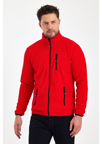 Erkek Polar Tam Fermuarlı Göğüs Fermuar Cepli Sweatshirt